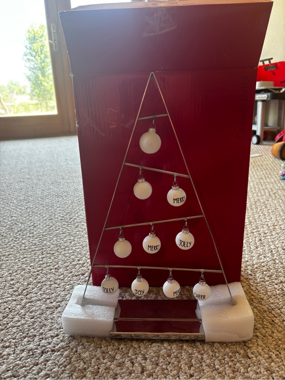 Crate & Barrel 16” Silver Metal Christmas Ornament Display Tree